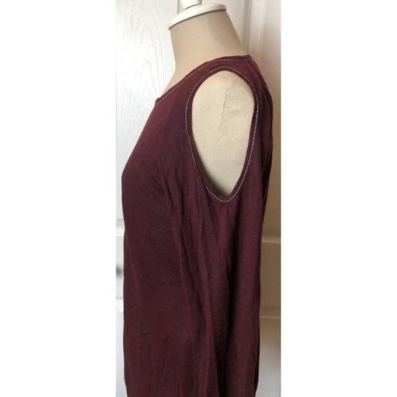 WHBM Sweater Burgundy Cold Shoulder Scoop Neck Womens Size L - Picture 4 of 9